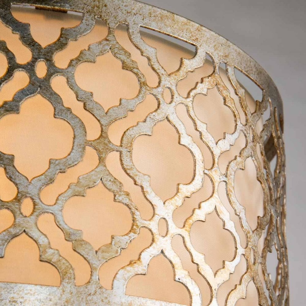 Gilded Nola GN-ARABELLA-F Arabella 2 Light Flush Distressed Gold, Ivory Shade