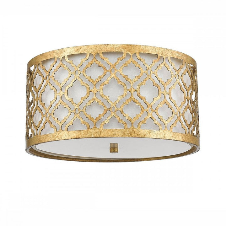 Gilded Nola GN-ARABELLA-F Arabella 2 Light Flush Distressed Gold, Ivory Shade