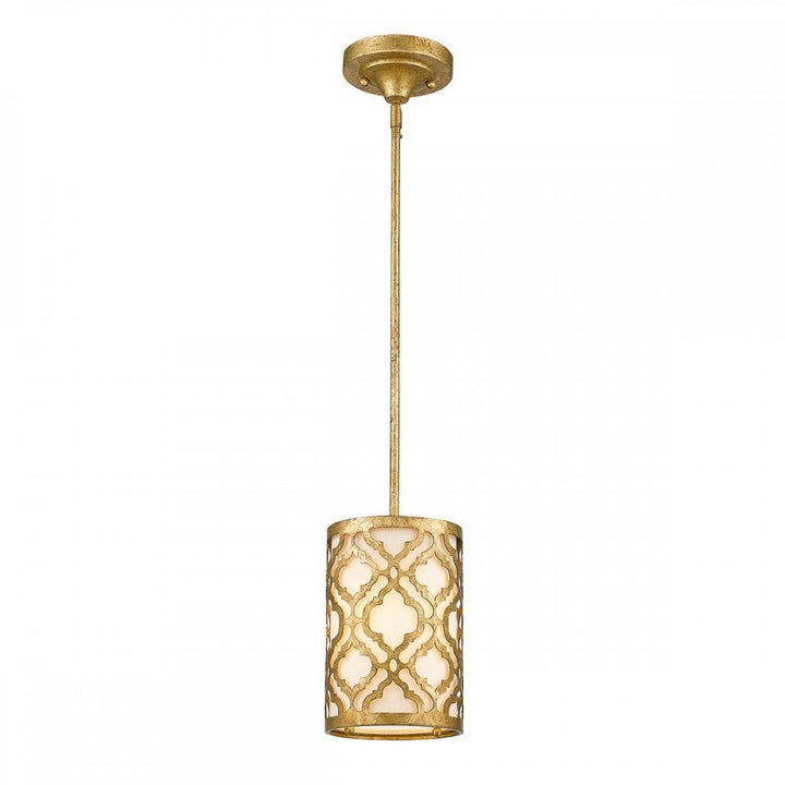 Gilded Nola GN-ARABELLA-MP Arabella 1 Light Duo-Mount Mini Pendant Distressed Gold, Ivory Shade