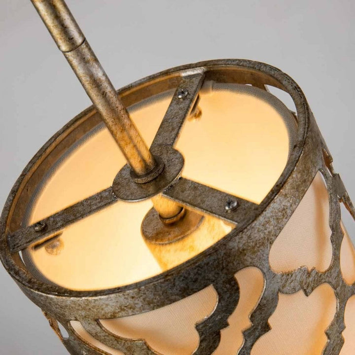 Gilded Nola GN-ARABELLA-MP Arabella 1 Light Duo-Mount Mini Pendant Distressed Gold, Ivory Shade