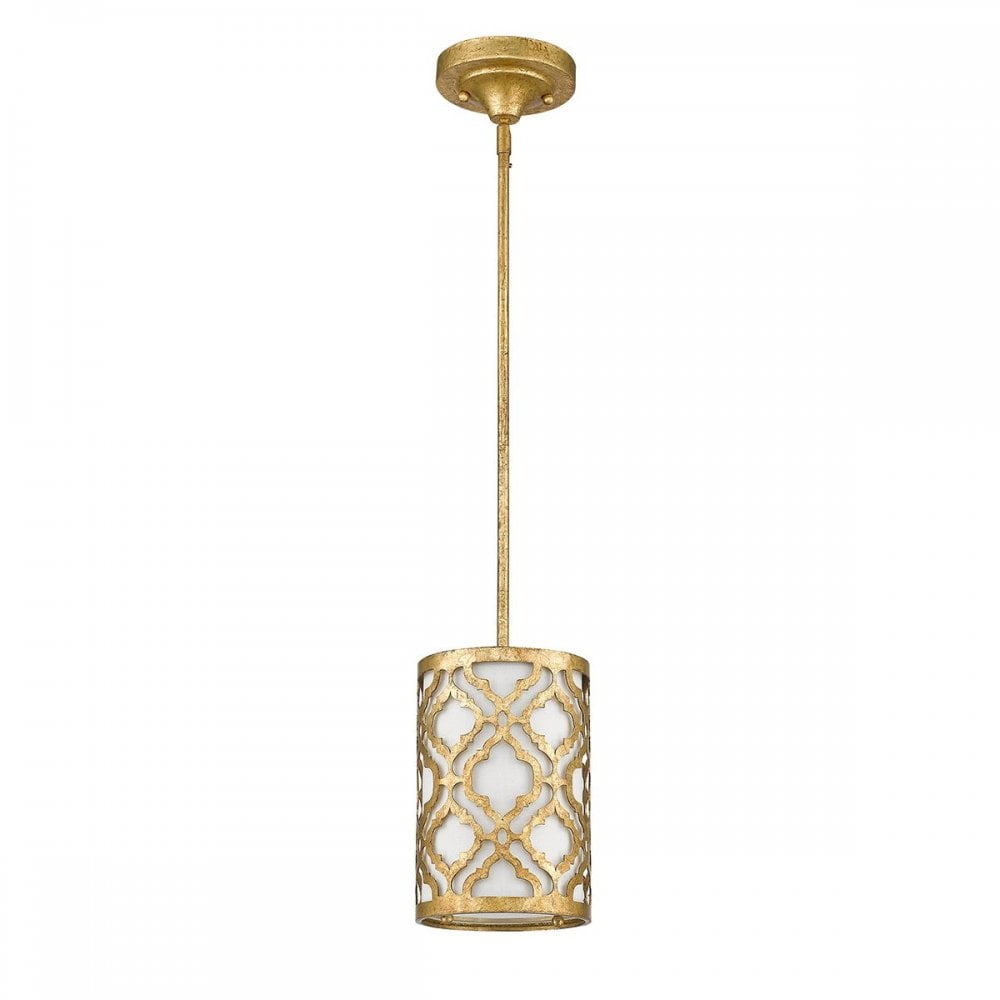Gilded Nola GN-ARABELLA-MP Arabella 1 Light Duo-Mount Mini Pendant Distressed Gold, Ivory Shade