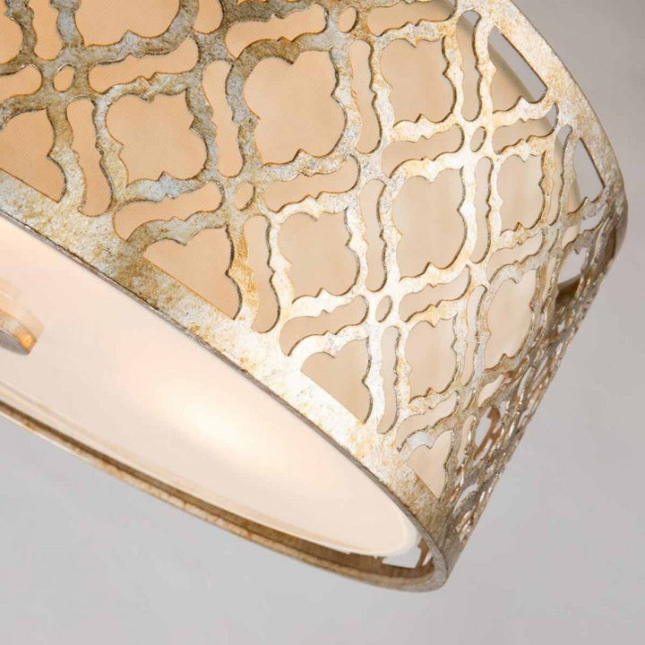 Gilded Nola GN-ARABELLA-P-L Arabella 3 Light Duo-Mount Large Pendant Distressed Gold, Ivory Shade