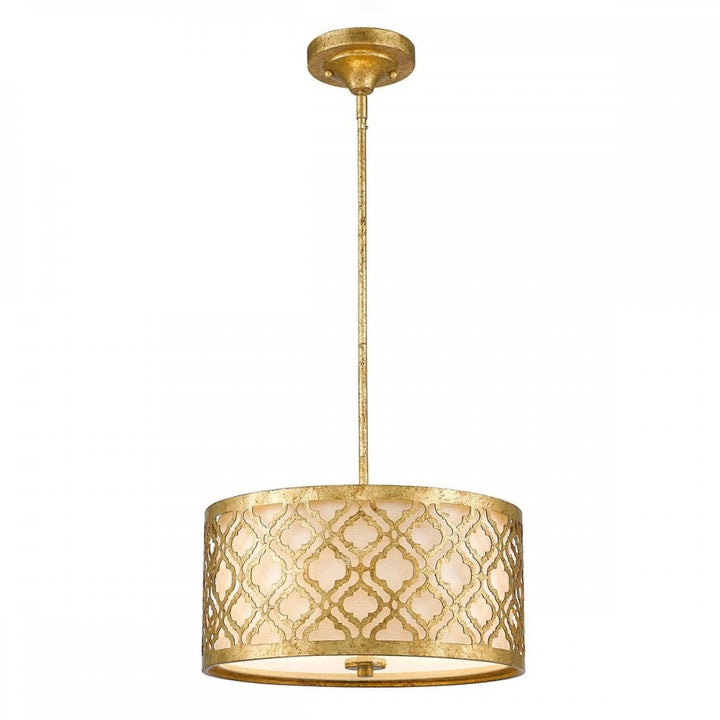 Gilded Nola GN-ARABELLA-P-M Arabella 2 Light Duo-Mount Medium Pendant Distressed Gold, Ivory Shade
