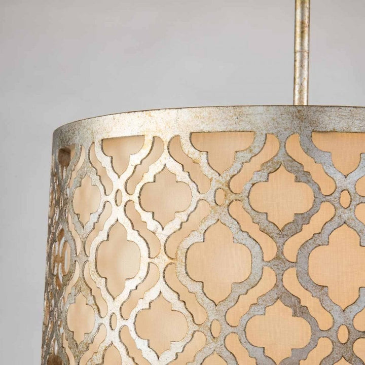 Gilded Nola GN-ARABELLA-P-M Arabella 2 Light Duo-Mount Medium Pendant Distressed Gold, Ivory Shade