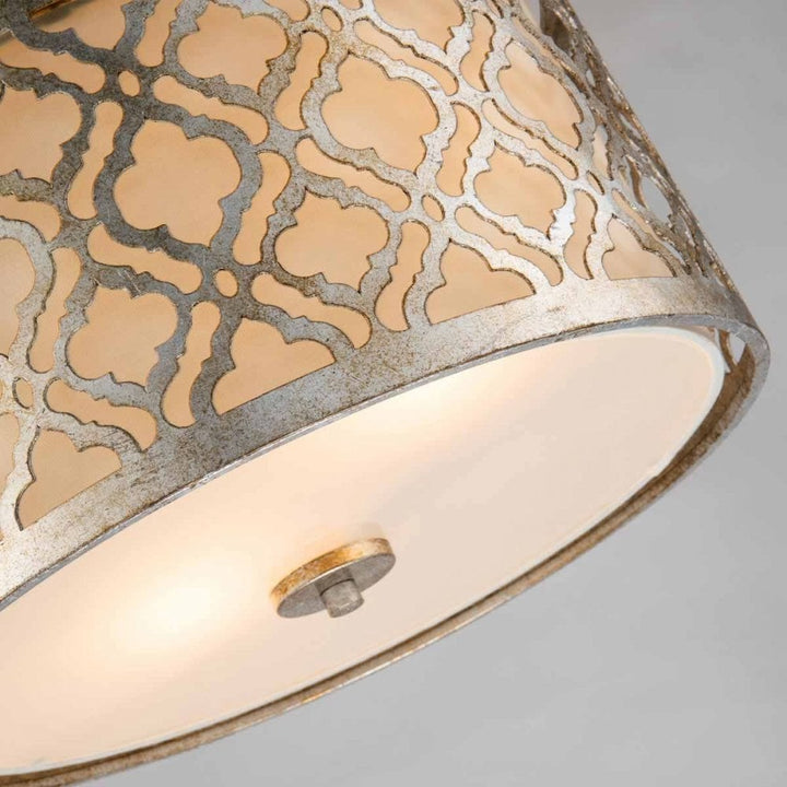 Gilded Nola GN-ARABELLA-P-M Arabella 2 Light Duo-Mount Medium Pendant Distressed Gold, Ivory Shade