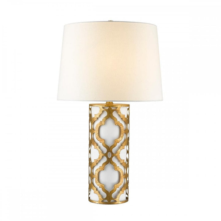 Gilded Nola GN-ARABELLA-TL-G Arabella 1 Light Table Lamp Distressed Gold, Ivory Shade