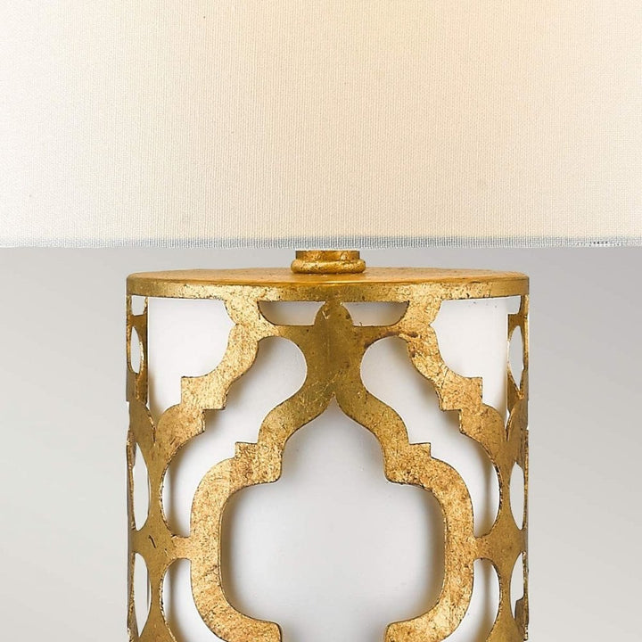 Gilded Nola GN-ARABELLA-TL-G Arabella 1 Light Table Lamp Distressed Gold, Ivory Shade