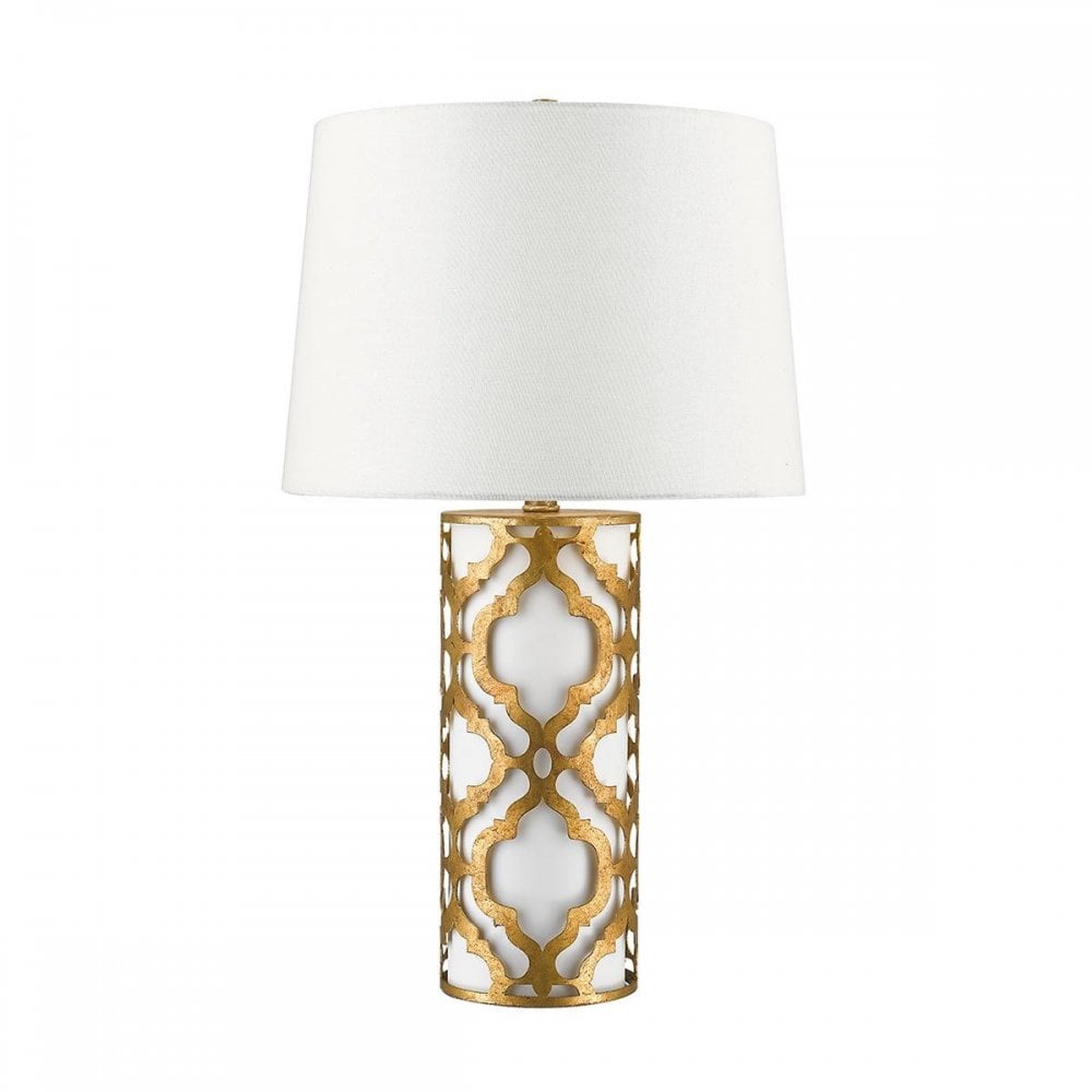 Gilded Nola GN-ARABELLA-TL-G Arabella 1 Light Table Lamp Distressed Gold, Ivory Shade