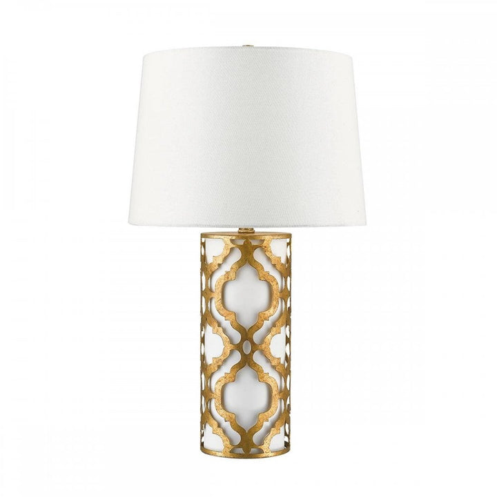 Gilded Nola GN-ARABELLA-TL-G Arabella 1 Light Table Lamp Distressed Gold, Ivory Shade