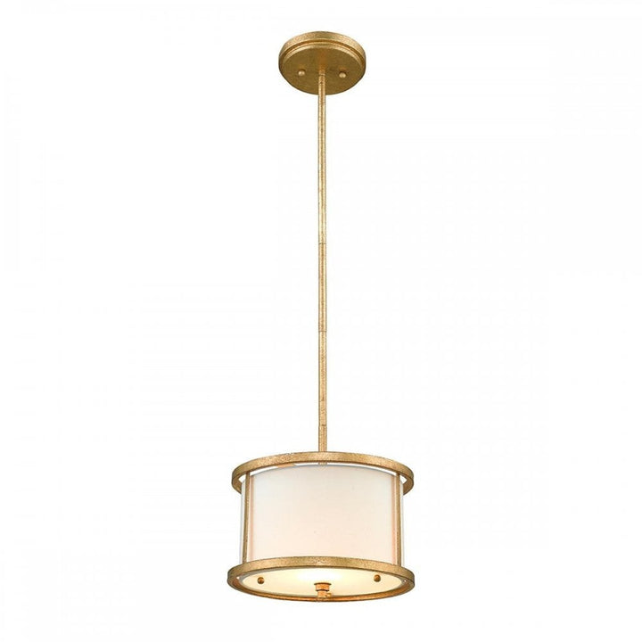 Gilded Nola GN-LEMURIA-MP Lemuria 1 Light Duo-Mount Mini Pendant Distressed Gold, Ivory Shade