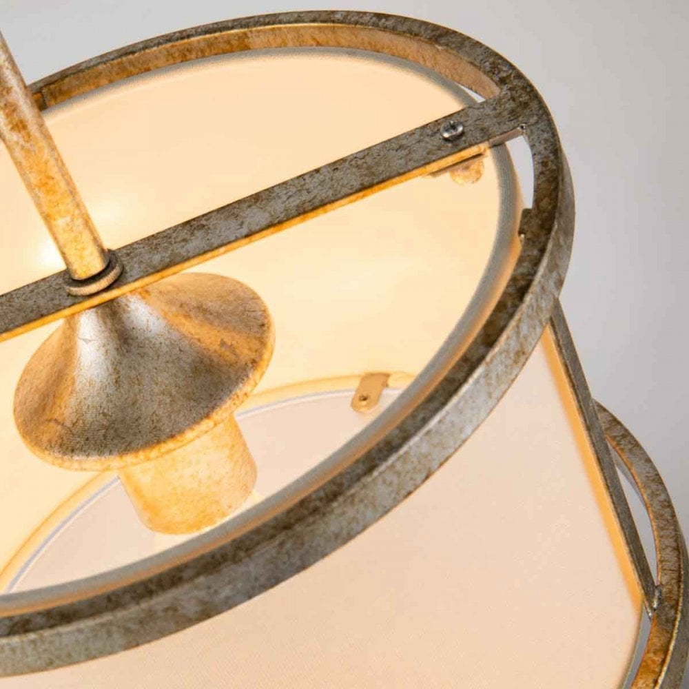 Gilded Nola GN-LEMURIA-MP Lemuria 1 Light Duo-Mount Mini Pendant Distressed Gold, Ivory Shade