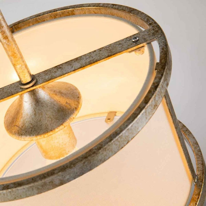 Gilded Nola GN-LEMURIA-MP Lemuria 1 Light Duo-Mount Mini Pendant Distressed Gold, Ivory Shade