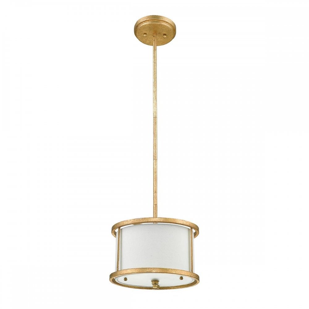 Gilded Nola GN-LEMURIA-MP Lemuria 1 Light Duo-Mount Mini Pendant Distressed Gold, Ivory Shade