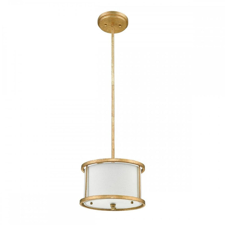 Gilded Nola GN-LEMURIA-MP Lemuria 1 Light Duo-Mount Mini Pendant Distressed Gold, Ivory Shade