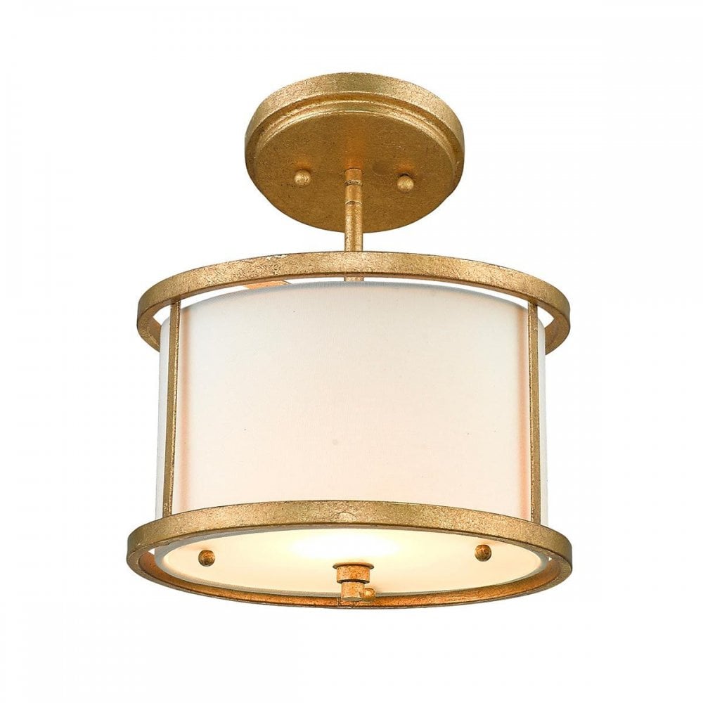 Gilded Nola GN-LEMURIA-MP Lemuria 1 Light Duo-Mount Mini Pendant Distressed Gold, Ivory Shade