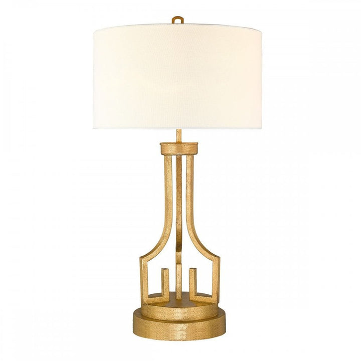 Gilded Nola GN-LEMURIA-TL Lemuria 1 Light Table Lamp Distressed Gold, Ivory Shade