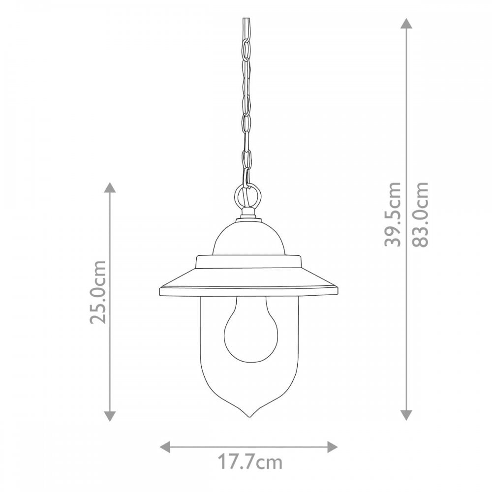 Garden Zone GZH-SDN8 Sandown 1 Light Chain Lantern Black