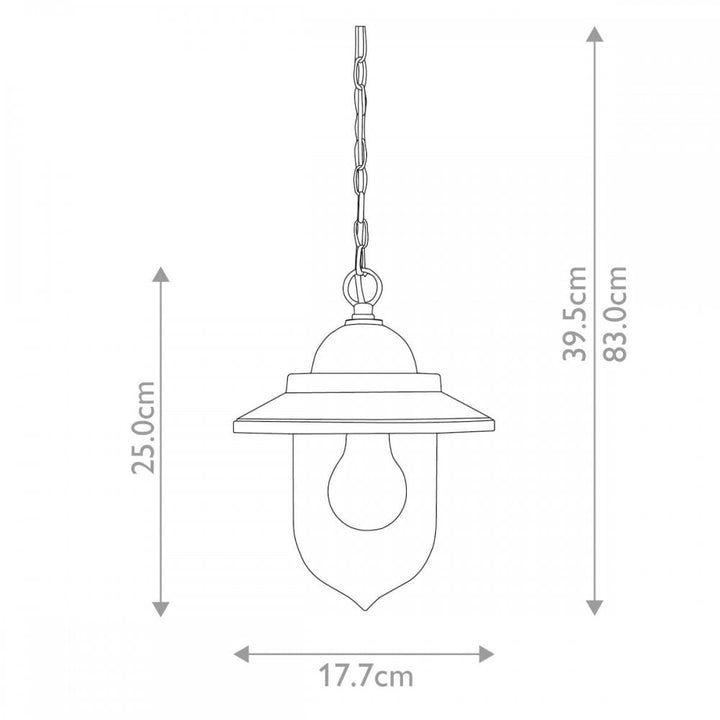 Garden Zone GZH-SDN8 Sandown 1 Light Chain Lantern Black