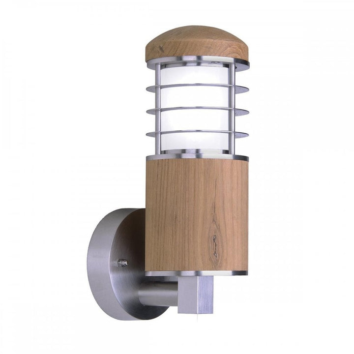 Garden Zone GZ-POOLE-W Poole 1 Light Wall Light Teak and Stainless Steel