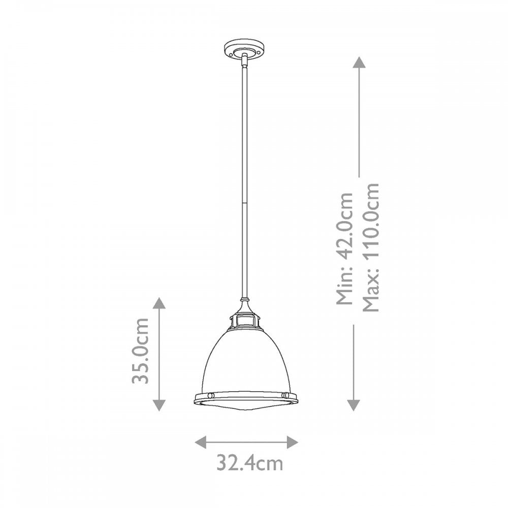 Hinkley HK-AMELIA-P-M-HB Amelia 1 Light Medium Pendant Heritage Brass