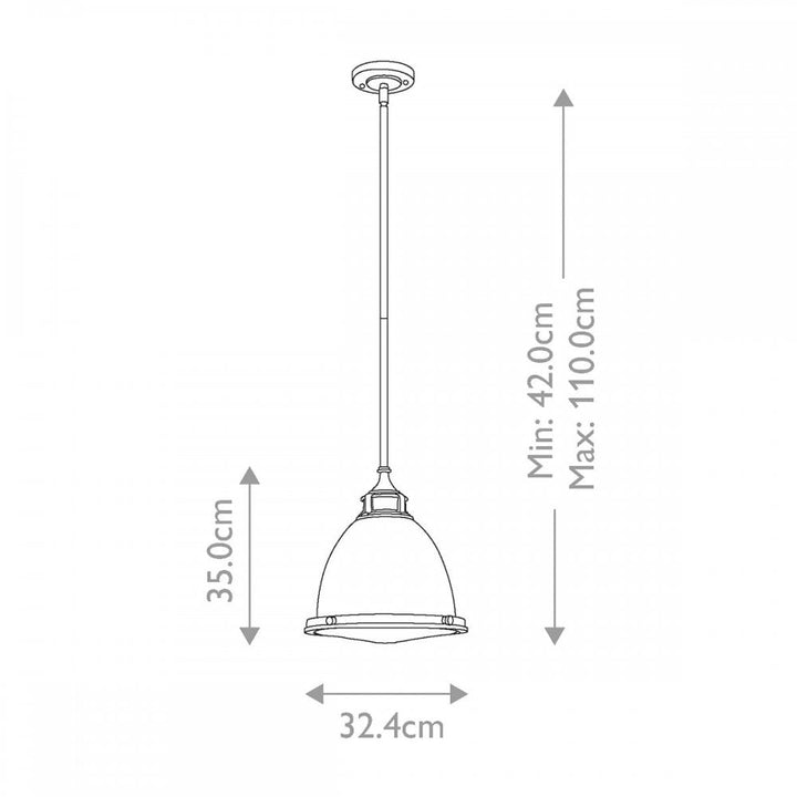 Hinkley HK-AMELIA-P-M-HB Amelia 1 Light Medium Pendant Heritage Brass