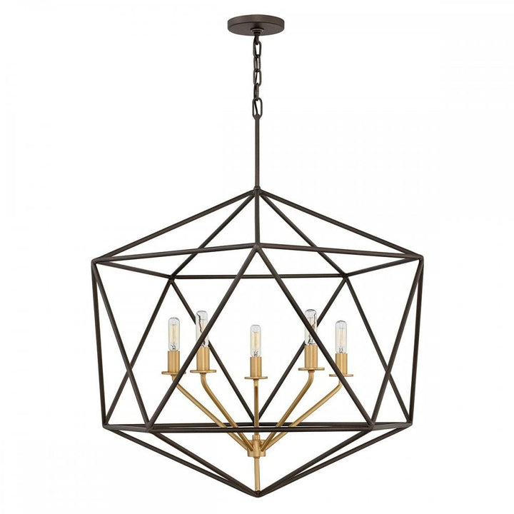 Hinkley HK-ASTRID-5P Astrid 5 Light Pendant Chandelier Matte Bronze and Deluxe Gold