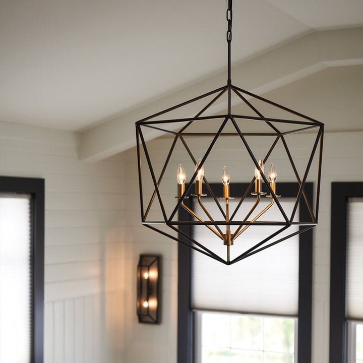 Hinkley HK-ASTRID-5P Astrid 5 Light Pendant Chandelier Matte Bronze and Deluxe Gold