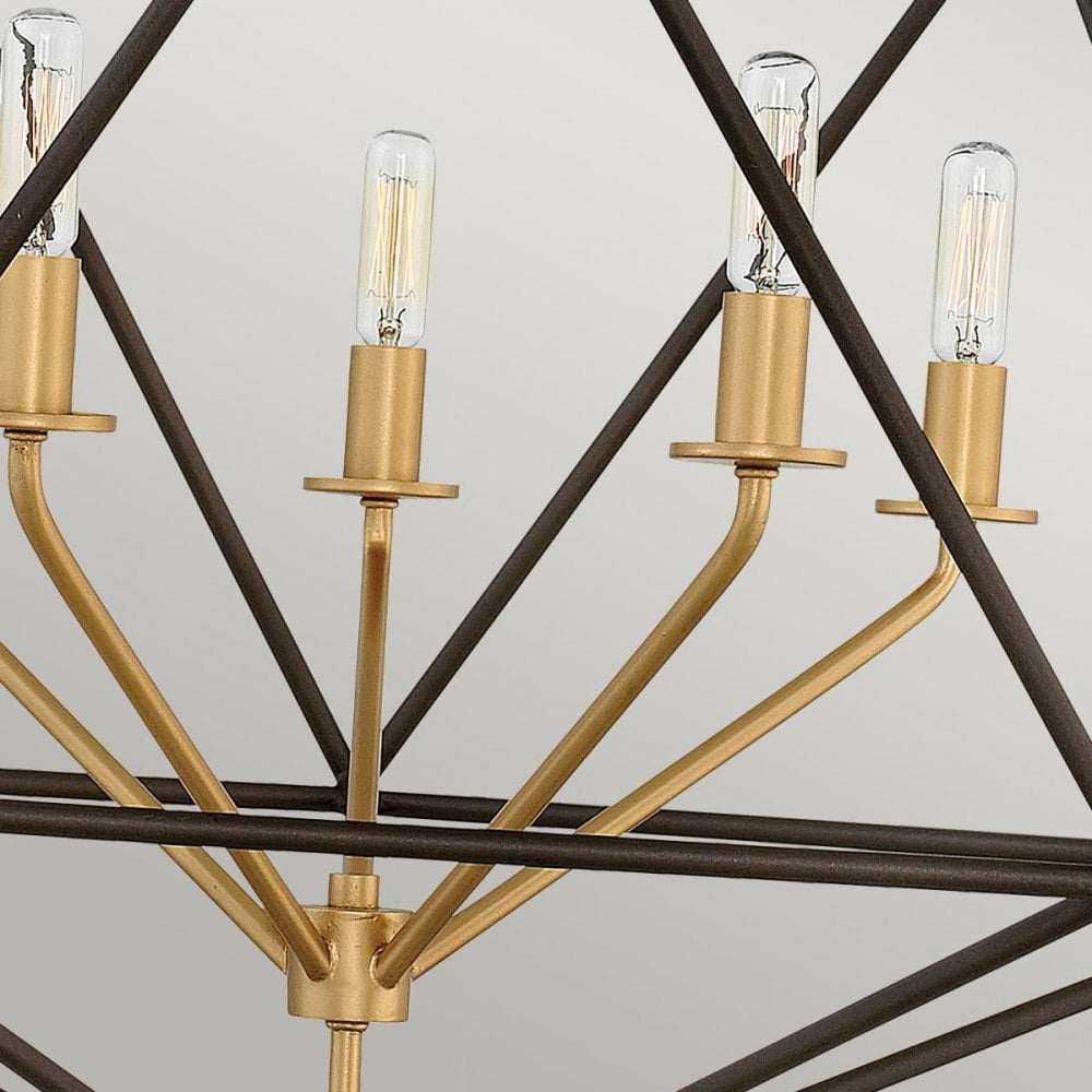 Hinkley HK-ASTRID-5P Astrid 5 Light Pendant Chandelier Matte Bronze and Deluxe Gold