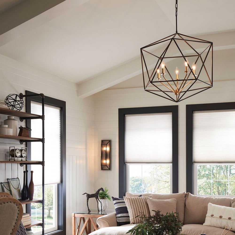 Hinkley HK-ASTRID-5P Astrid 5 Light Pendant Chandelier Matte Bronze and Deluxe Gold