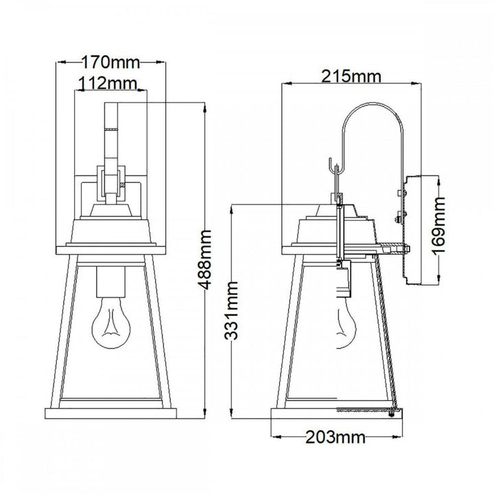 Hinkley HK-BAINBRIDGE-M-OZ Bainbridge 1 Light Wall Lantern - Medium Oil Rubbed Bronze