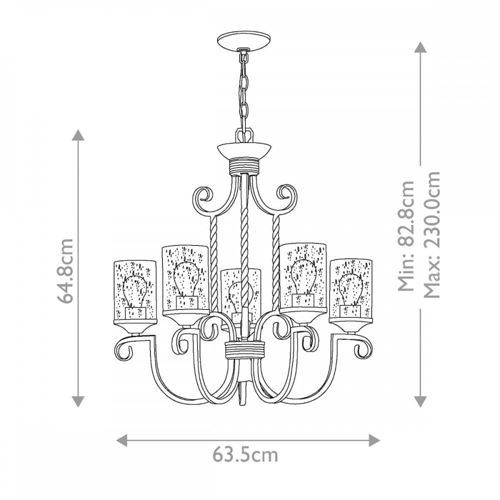 Hinkley HK-CASA5 Casa 5 Light Chandelier Olde Black