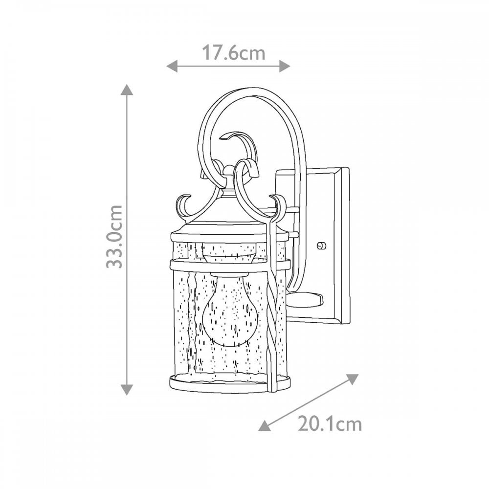 Hinkley HK-CASA-S Casa 1 Light Wall Lantern Olde Black