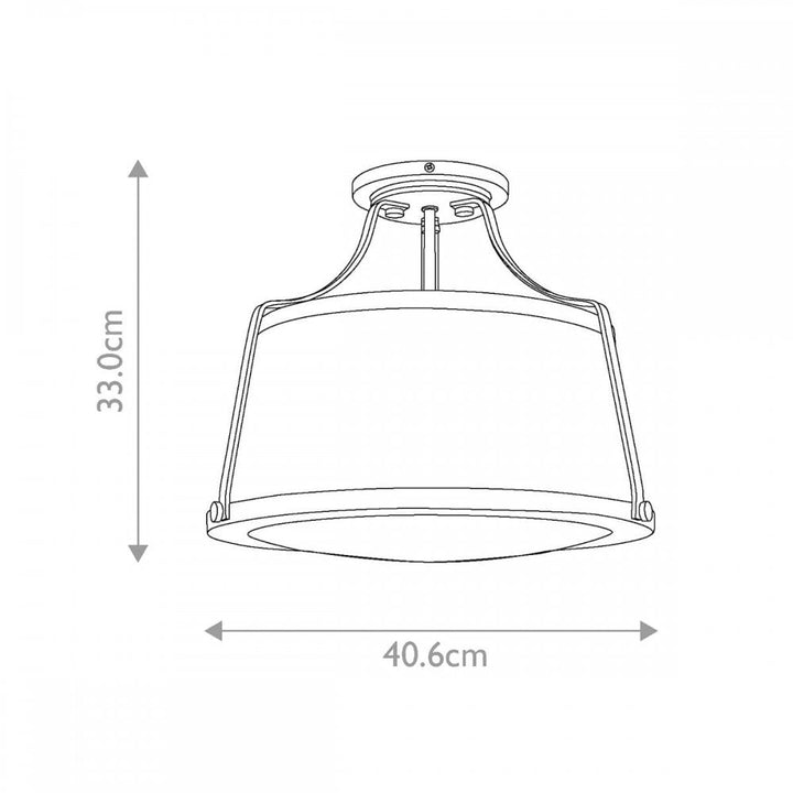 Hinkley HK-CHARLOTTE-SF-AN Charlotte 3 Light Semi-Flush Antique Nickel, Linen Shade