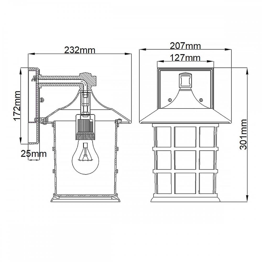 Hinkley HK-FREEPORT2-M-TBK Freeport 1lt Medium Wall Lantern Textured Black