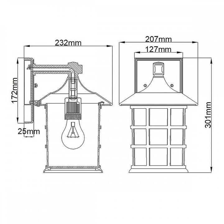 Hinkley HK-FREEPORT2-M-TBK Freeport 1lt Medium Wall Lantern Textured Black