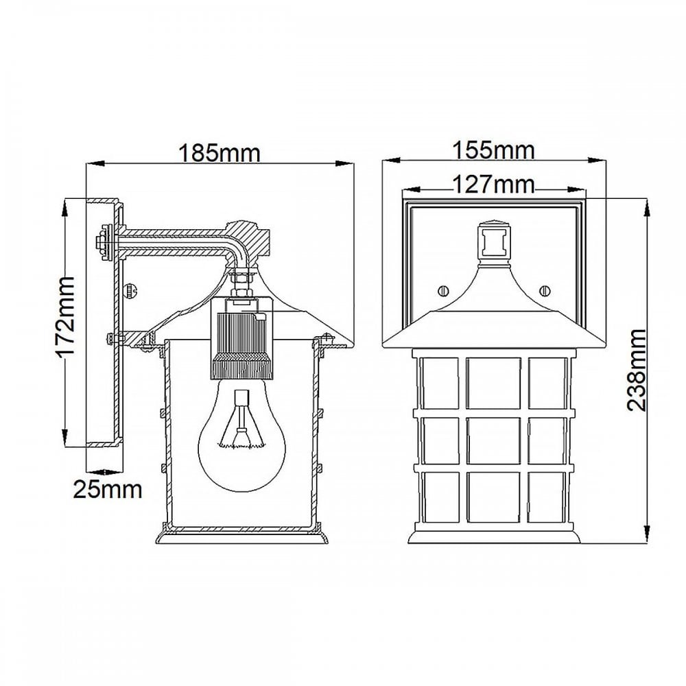 Hinkley HK-FREEPORT2-S-TBK Freeport 1lt Small Wall Lantern Textured Black