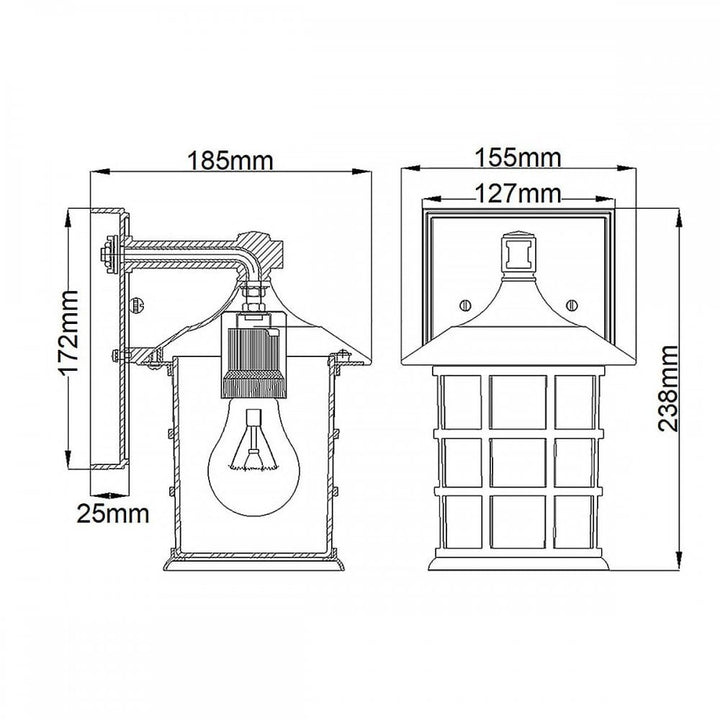 Hinkley HK-FREEPORT2-S-TBK Freeport 1lt Small Wall Lantern Textured Black