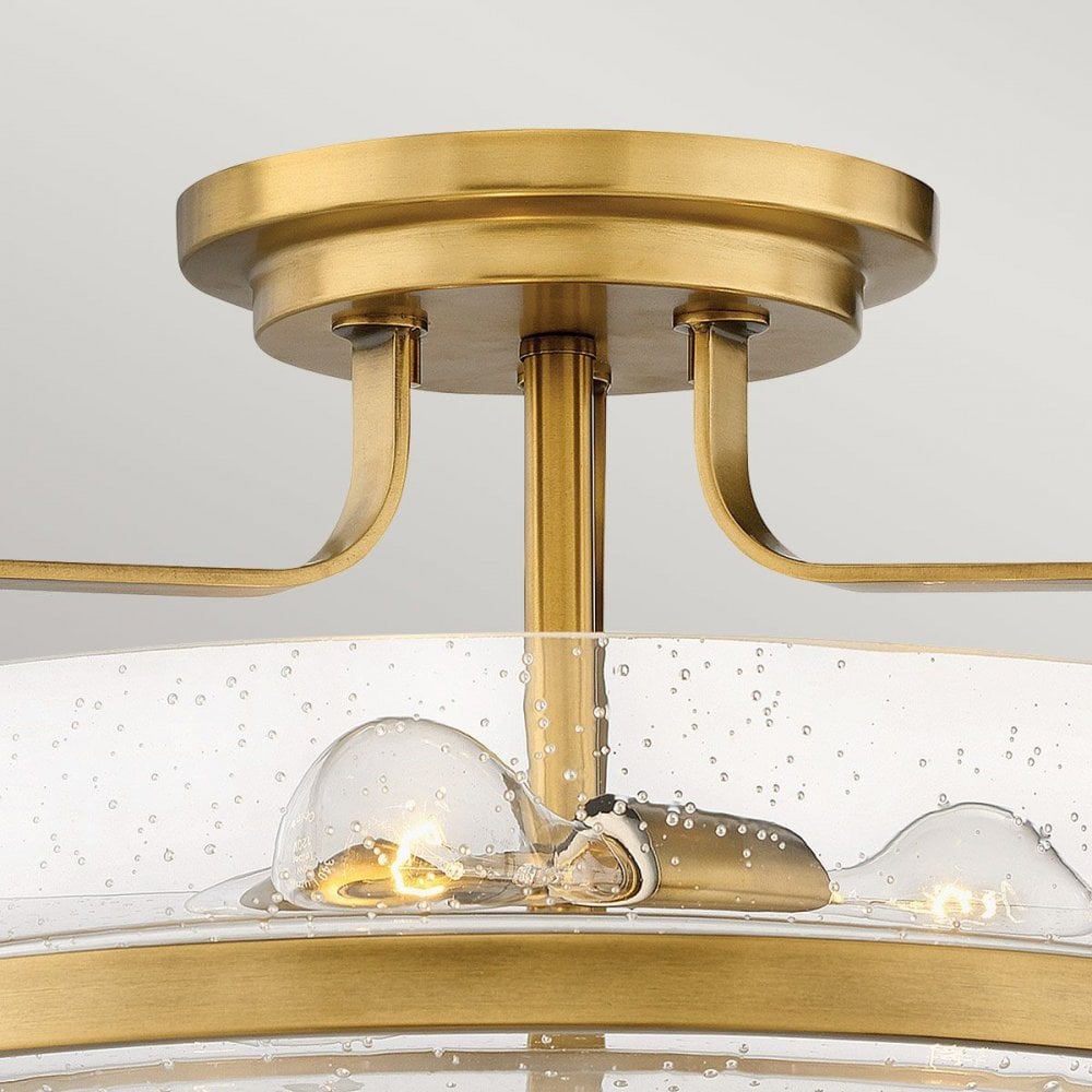 Hinkley HK-HARPER-SFM-HB-CS Harper 3 Light Medium Semi-Flush Heritage Brass