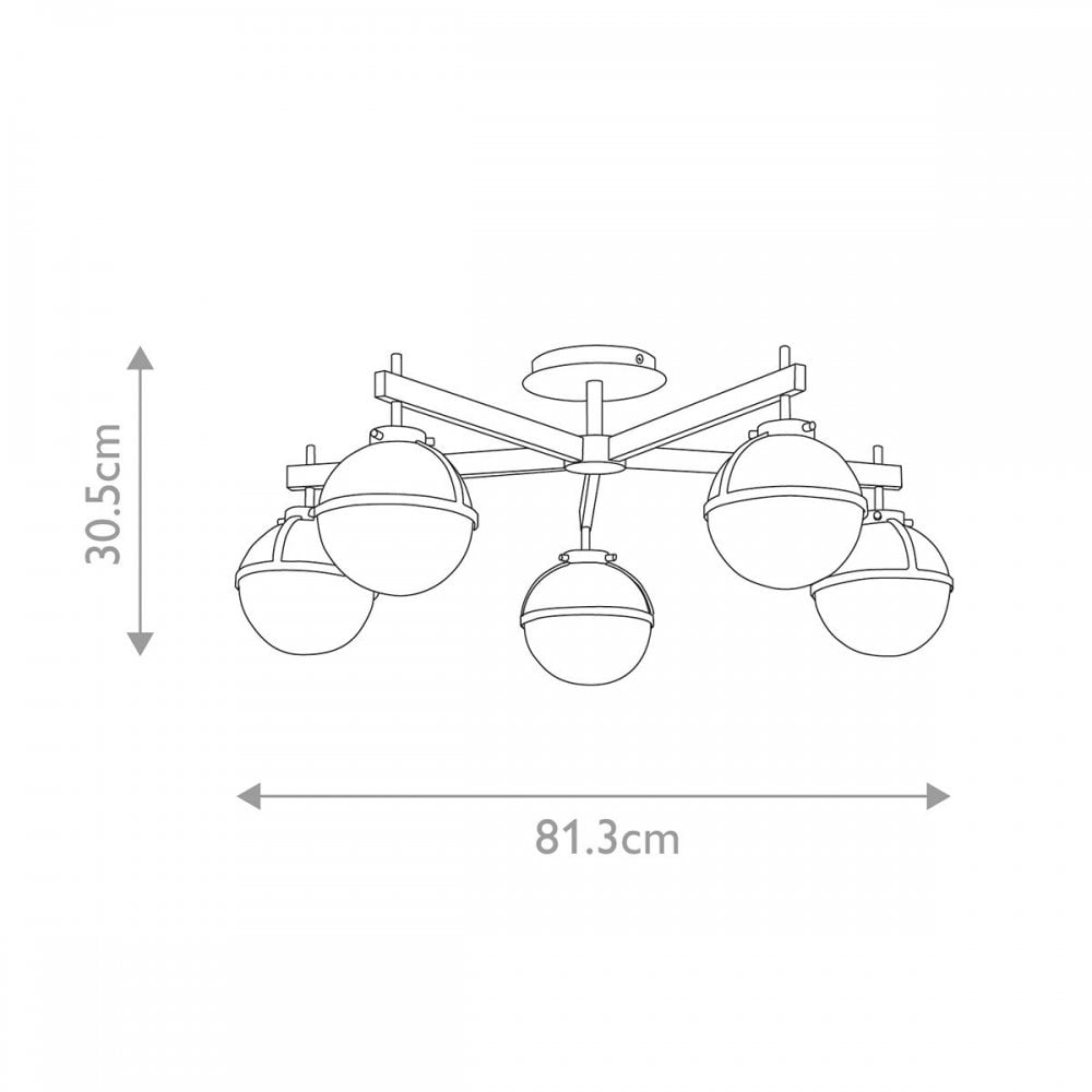 Hinkley HK-HOLLIS-5-C-HB Hollis 5 Light Semi-Flush Heritage Brass