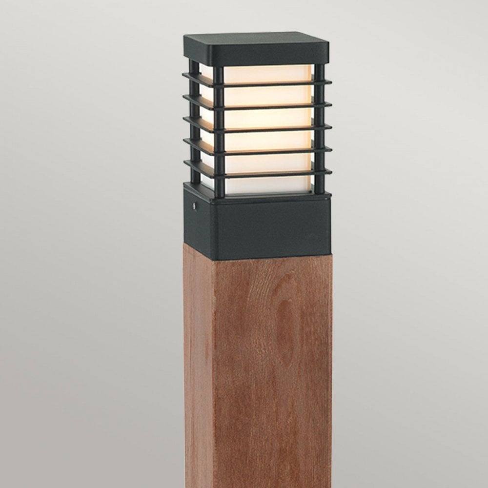 Norlys H-STADSW-L-E27-B Halmstad 1 Light Large Wooden Bollard - Black
