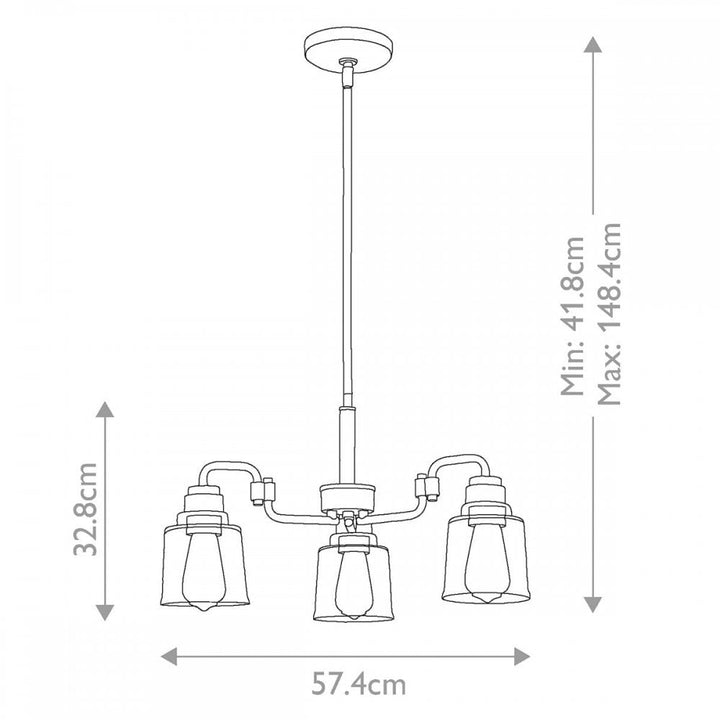 Kichler KL-AIVIAN3-WBR Aivian 3 Light Chandelier Weathered Brass