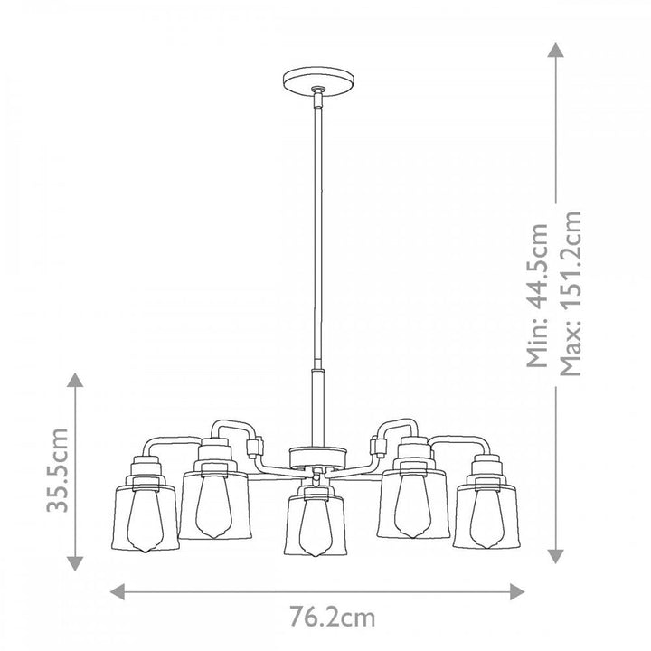 Kichler KL-AIVIAN5-WBR Aivian 5 Light Chandelier Weathered Brass
