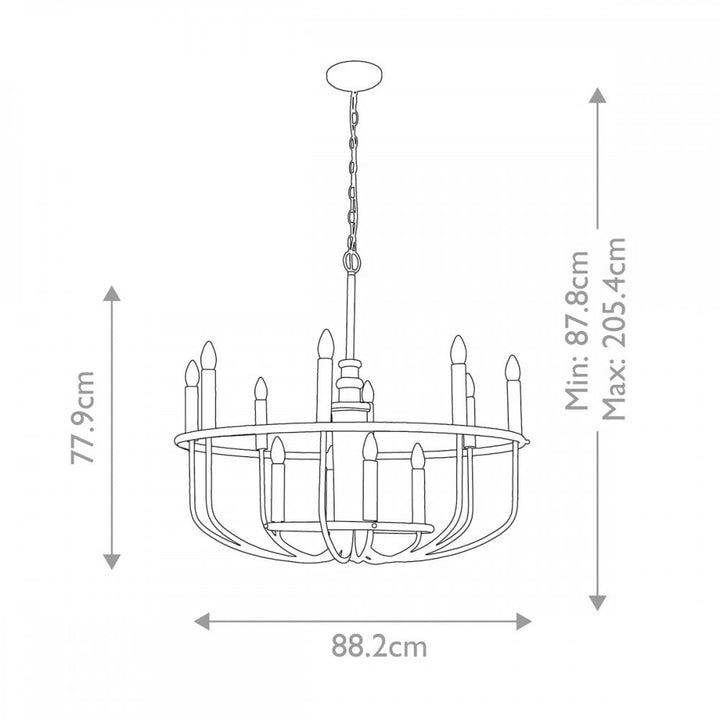 Kichler KL-CAPITOL-HILL12-PNBR Capitol Hill 12lt Chandelier Painted Natural Brass