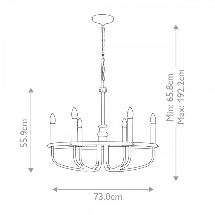 Kichler KL-CAPITOL-HILL6-PNBR Capitol Hill 6lt Chandelier Painted Natural Brass