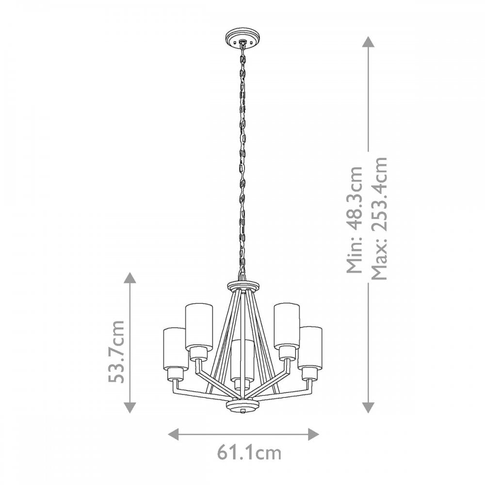 Kichler KL-DERYN5-NBR Deryn 5 Light Chandelier Natural Brass