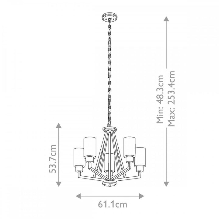 Kichler KL-DERYN5-NBR Deryn 5 Light Chandelier Natural Brass