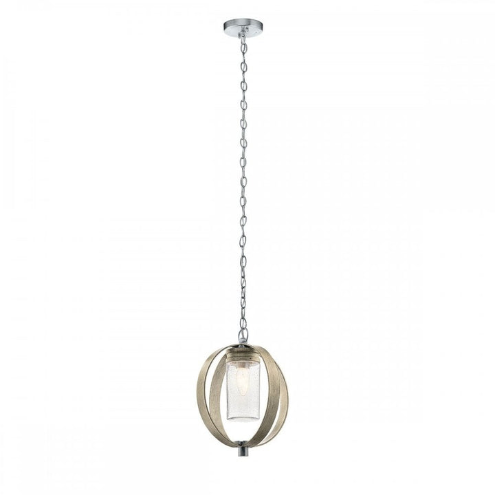 Kichler KL-GRAND-BANK-P-DAG Grand Bank 1 Light Outdoor Pendant Distressed Antique Grey &amp; Brushed Aluminium