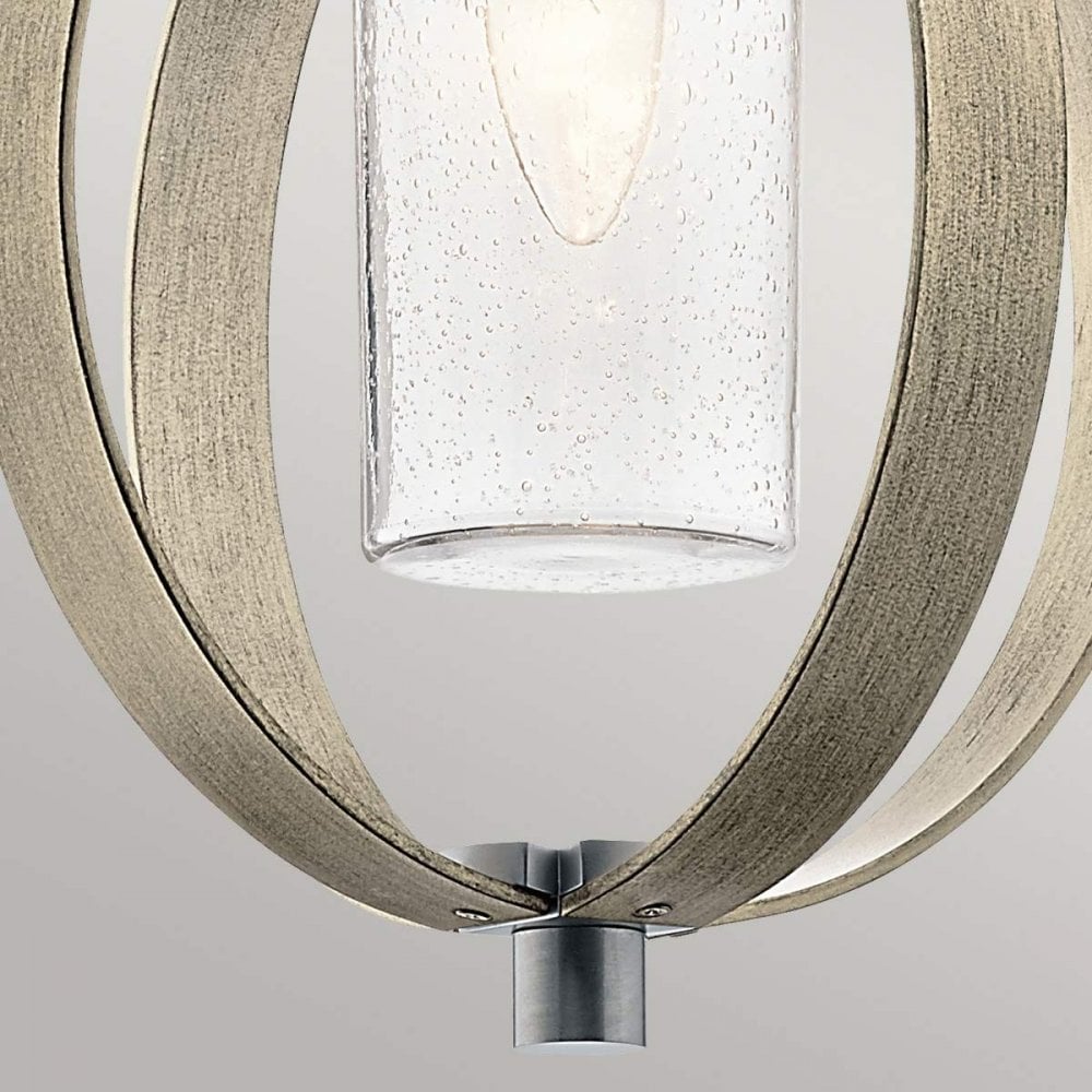 Kichler KL-GRAND-BANK-P-DAG Grand Bank 1 Light Outdoor Pendant Distressed Antique Grey &amp; Brushed Aluminium