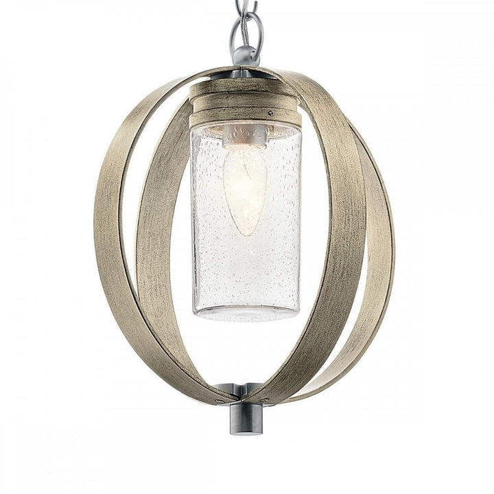 Kichler KL-GRAND-BANK-P-DAG Grand Bank 1 Light Outdoor Pendant Distressed Antique Grey &amp; Brushed Aluminium
