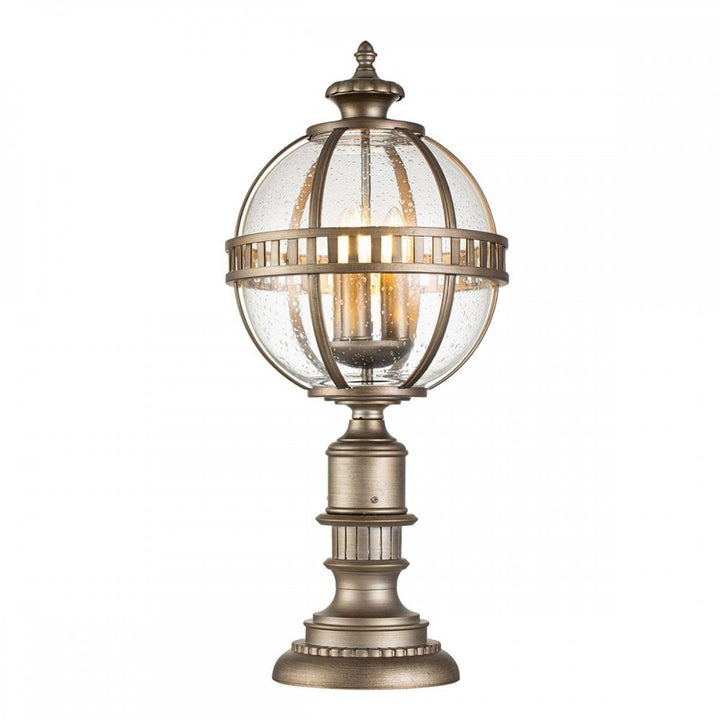 Kichler KL-HALLERON-3M-BU Halleron 3 Light Pedestal Lantern Burnished Bronze